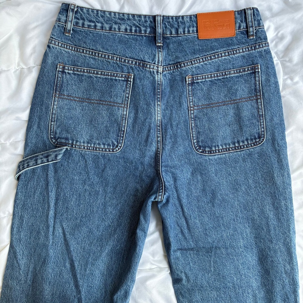 Princess Polly Blue Denim Carpenter Wide Leg Jeans High Waisted Utility Womens 8